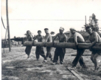 Příprava k zahájení stavby první tratě - koleje k vysoké peci - září 1949